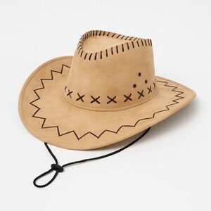 Unisex Brown Cowboy Hat Faux Suede‎ Whipstitch Design One Size Safari Cap